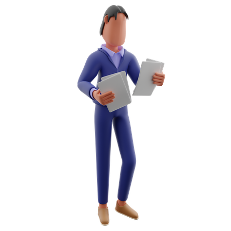 Geschäftsmann hält Dokument  3D Illustration
