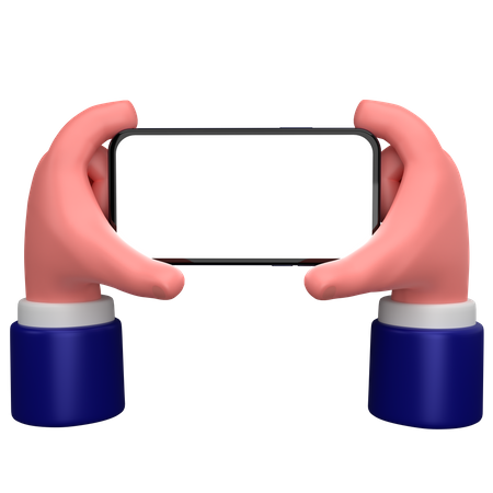 Geschäftsmann hält eine Smartphone-Handbewegung in der Hand  3D Icon