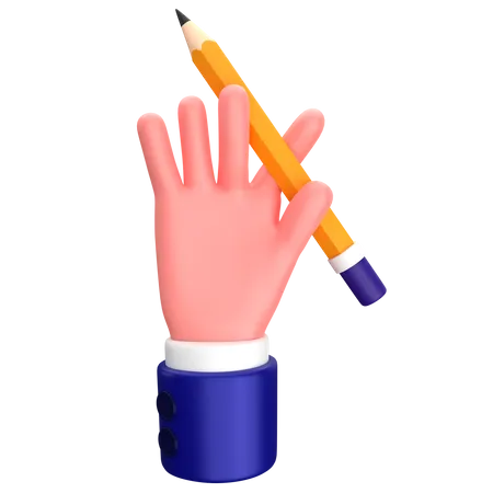 Geschäftsmann hält eine Bleistift-Handbewegung  3D Icon