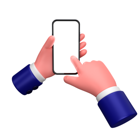 Geschäftsmann hält Hand eine Smartphone-Geste  3D Icon