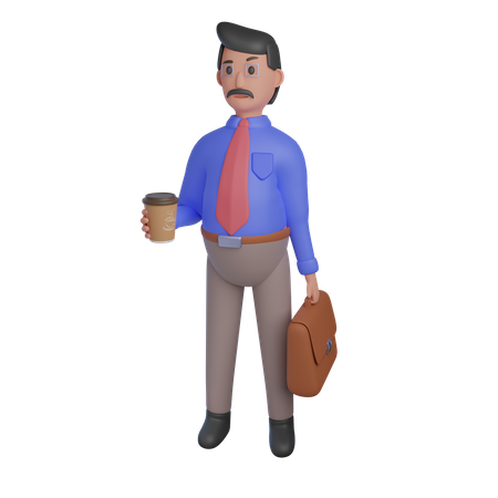 Geschäftsmann der kaffeetasse hält  3D Illustration