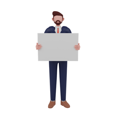 Geschäftsmann hält Plakat  3D Icon