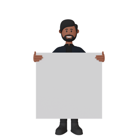 Geschäftsmann hält Plakat  3D Icon