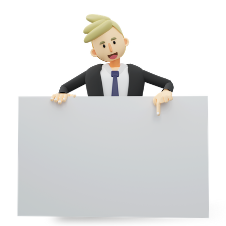 Geschäftsmann hält Plakat  3D Icon