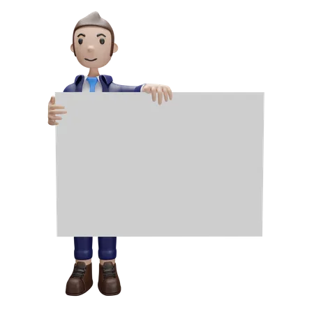 Geschäftsmann der whiteboard hält  3D Illustration