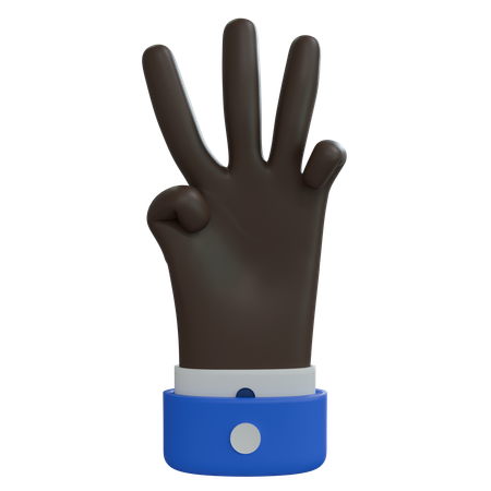 Geschäftsmann hand drei finger schwarze hand  3D Icon