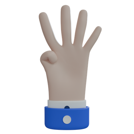 Geschäftsmann hand vier finger weiße hand  3D Icon