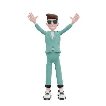 Geschäftsmann hebt beide Hände  3D Icon