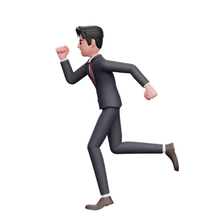 Geschäftsmann im formellen Anzug rennt, um Termine einzuhalten  3D Illustration