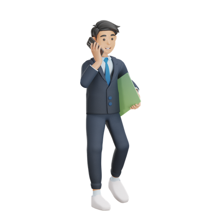 Geschäftsmann in einem Anruf  3D Illustration