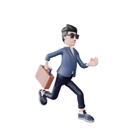 Geschäftsmann kommt zu spät ins Büro  3D Icon