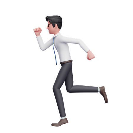 Geschäftsmann läuft Pose trägt langes Hemd und blaue Krawatte  3D Icon