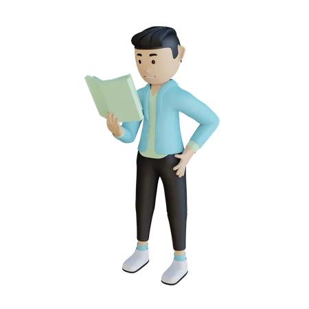 Geschäftsmann liest ein Buch  3D Illustration