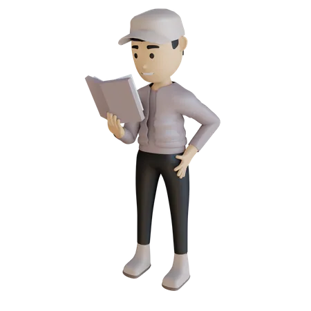 Geschäftsmann liest ein Buch  3D Illustration
