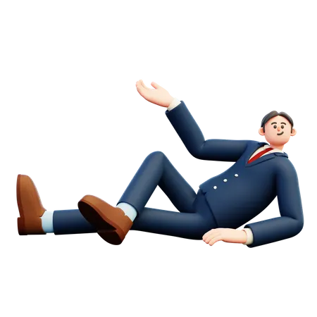 Geschäftsmann, der auf dem Boden liegt  3D Illustration