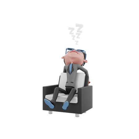 Geschäftsmann, der auf Stuhl liegt  3D Illustration