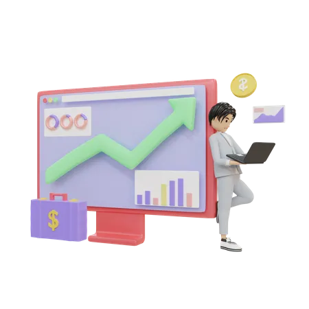 Geschäftsmann macht Analyse  3D Illustration