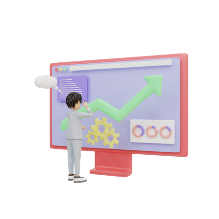 Geschäftsmann macht Analyse  3D Illustration