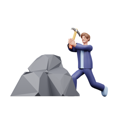 Geschäftsmann betreibt Krypto-Mining  3D Illustration