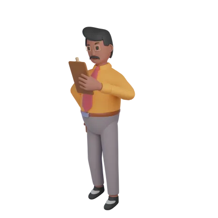 Geschäftsmann mit Aufgabenliste  3D Illustration