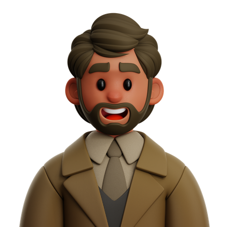 Geschäftsmann mit Bart  3D Icon