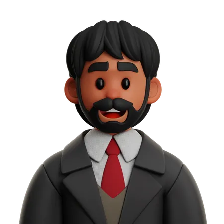 Geschäftsmann mit Bart  3D Icon