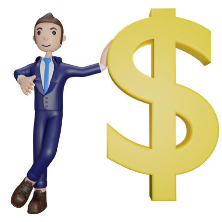 Geschäftsmann mit Dollar  3D Icon