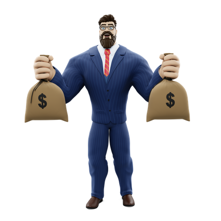 Geschäftsmann mit Geld  3D Icon