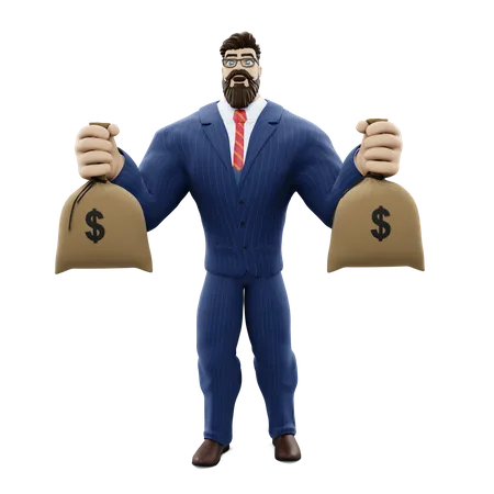 Geschäftsmann mit Geld  3D Illustration