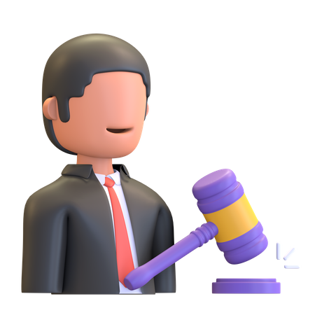 Geschäftsmann mit Hammer in Auktion  3D Icon