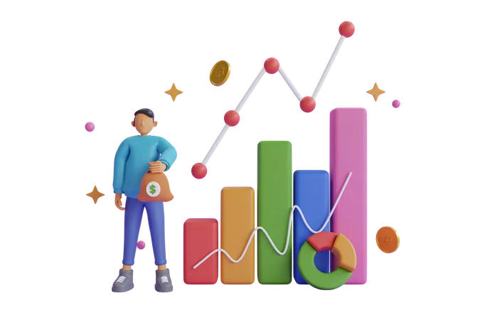 Geschäftsmann mit Anlagegewinn  3D Illustration