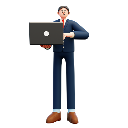 Geschäftsmann mit Laptop  3D Illustration