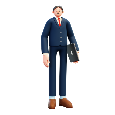 Geschäftsmann mit Laptop  3D Illustration