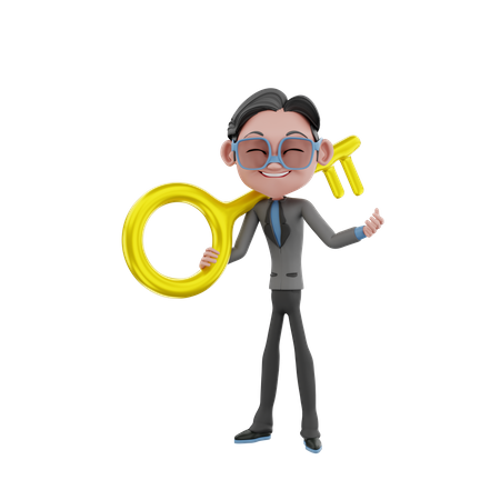 Geschäftsmann mit Schlüssel  3D Illustration