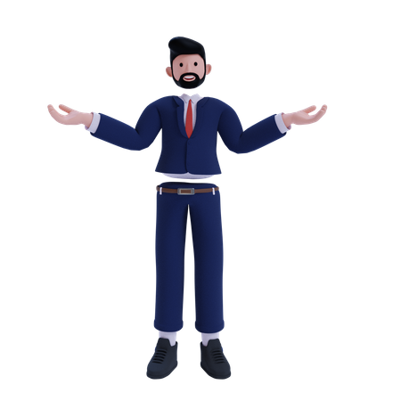 Geschäftsmann mit weit geöffneten Armen  3D Icon