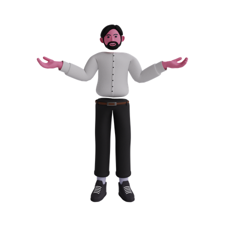 Geschäftsmann mit weit geöffneten Armen  3D Icon