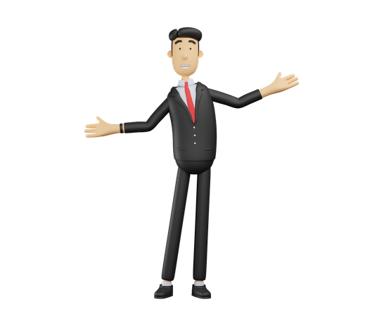 Geschäftsmann mit weit geöffneten Armen  3D Icon
