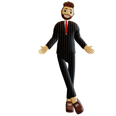 Geschäftsmann mit weit geöffneten Armen  3D Icon