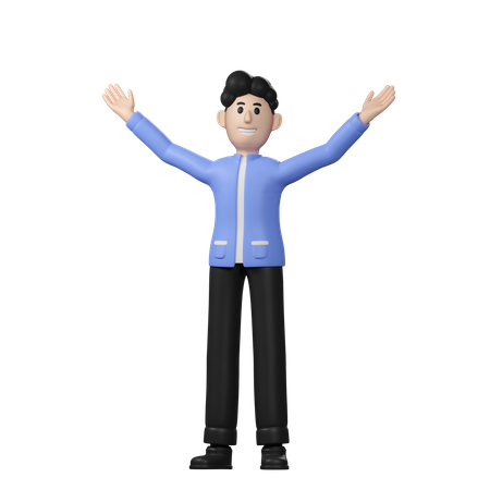Geschäftsmann mit weit geöffneten Armen  3D Icon