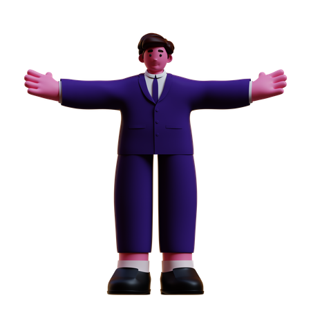 Geschäftsmann mit weit geöffneten Händen  3D Icon