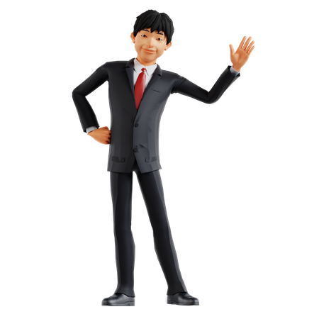 Geschäftsmann sagt „Hey“  3D Icon