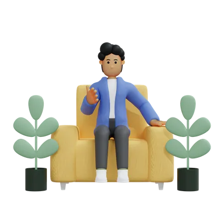 Geschäftsmann sitzt auf der Couch  3D Illustration