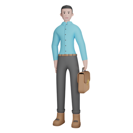 Geschäftsmann steht mit Aktentasche  3D Illustration