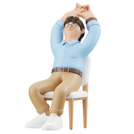 Geschäftsmann Stretching im Sitzen  3D Illustration
