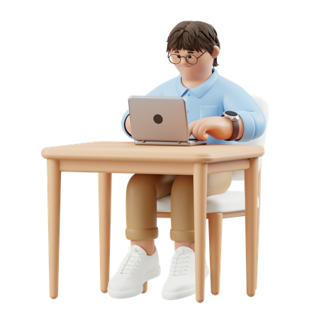 Geschäftsmann tippt auf Laptop  3D Illustration