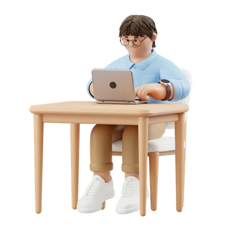 Geschäftsmann tippt auf Laptop  3D Illustration