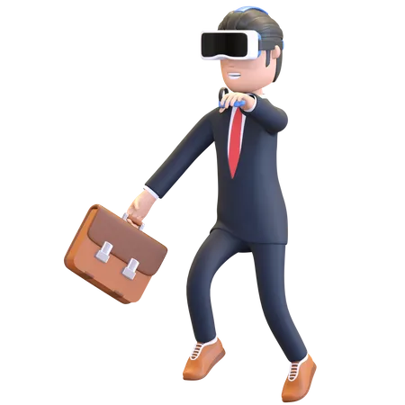 Geschäftsmann mit Virtual-Reality-Headset  3D Illustration