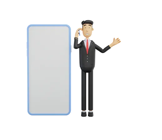 Geschäftsmann mit Handy  3D Illustration