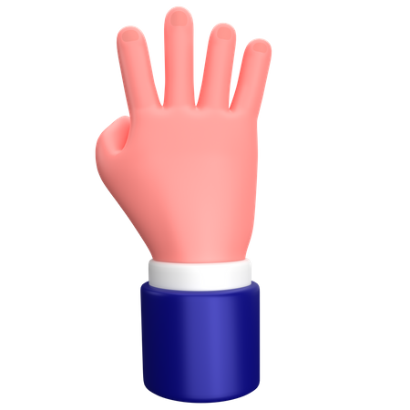 Geschäftsmann mit vier Fingern Geste Zeichen  3D Icon