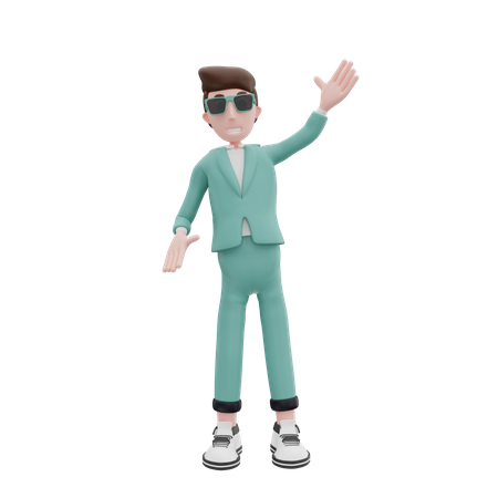 Geschäftsmann winkt mit der Hand  3D Icon